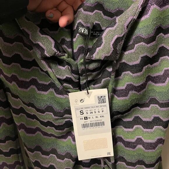 NWT Zara Geo Printed Mini Dress Purple Green - Picture 2 of 7